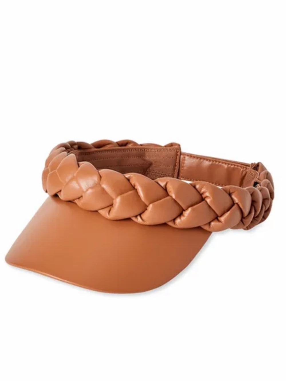 Braided Faux-Leather Visor - Tan